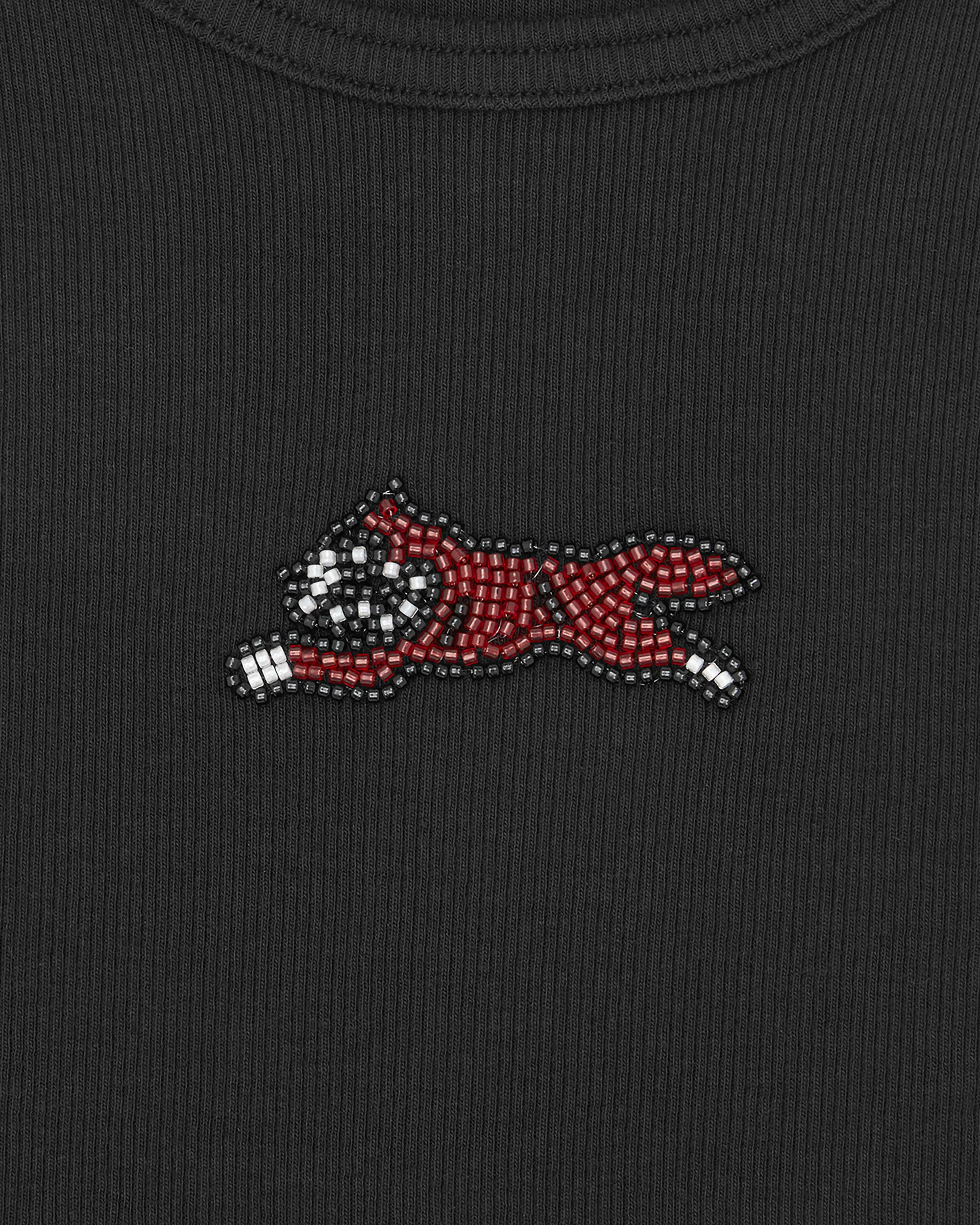 Womens Beaded Running Dog Ribbed Vest Top - Image 4