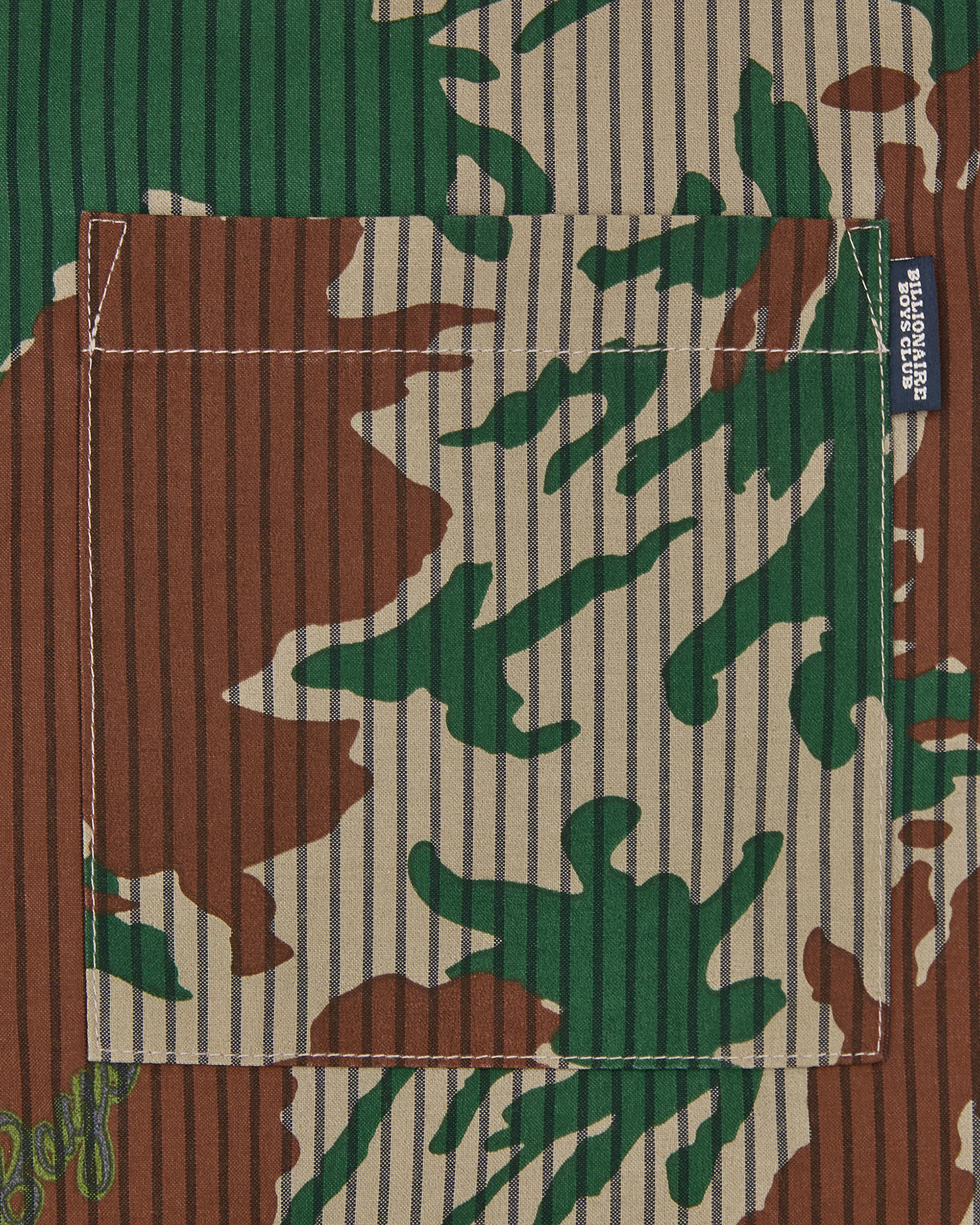 Burst Camo Half Print Poplin Stripe Shirt - Image 4