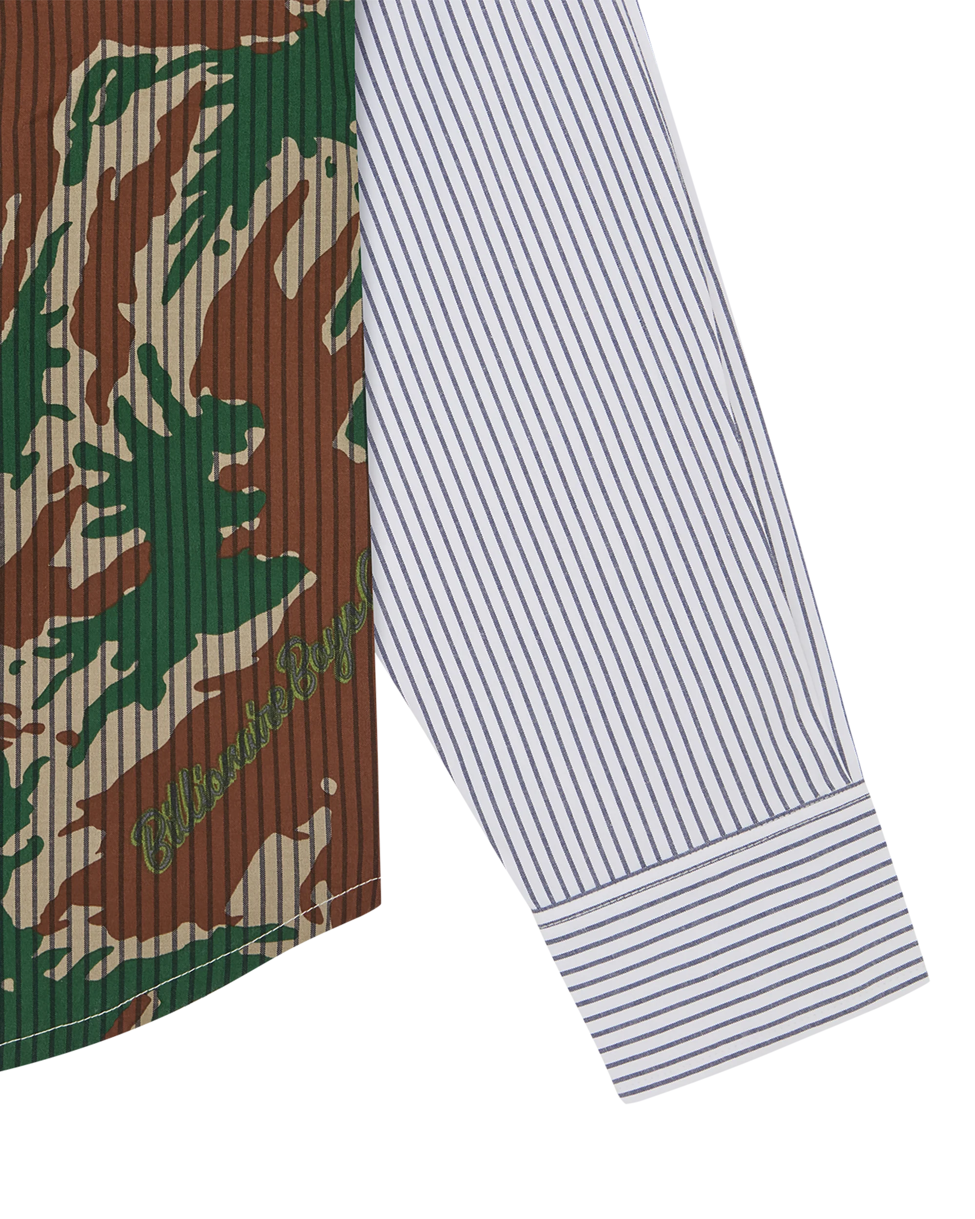 Burst Camo Half Print Poplin Stripe Shirt - Image 5
