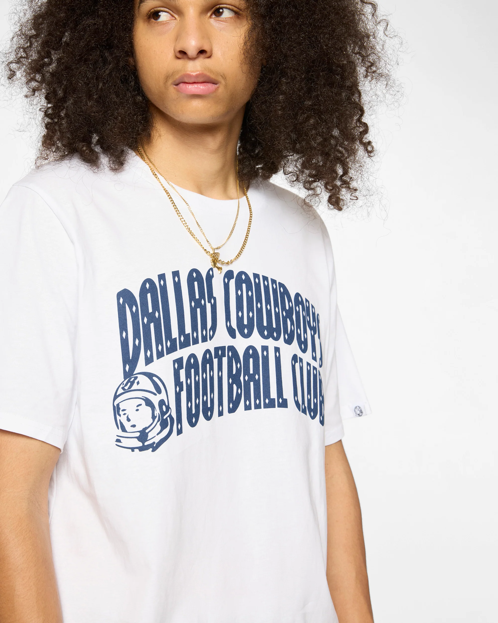 Dallas Cowboys Curve Logo SS White Tee - Image 5