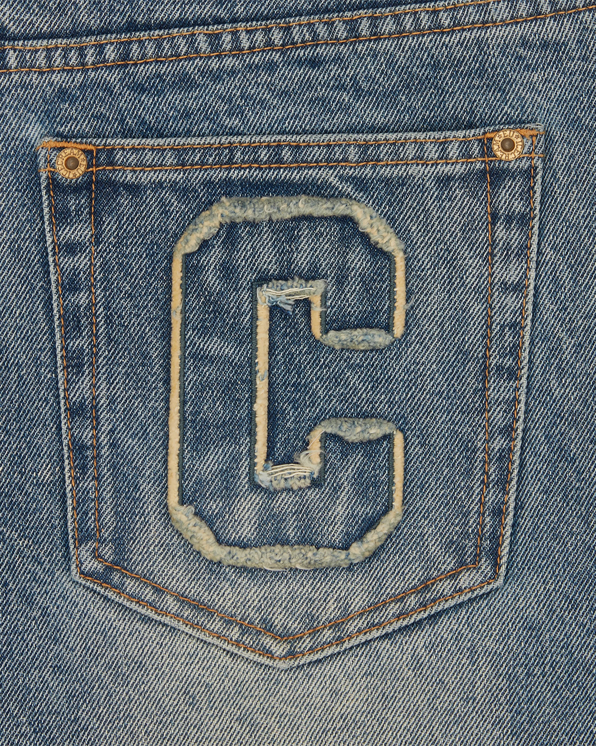 Womens Distressed Running Dog Denim Pants - Image 7
