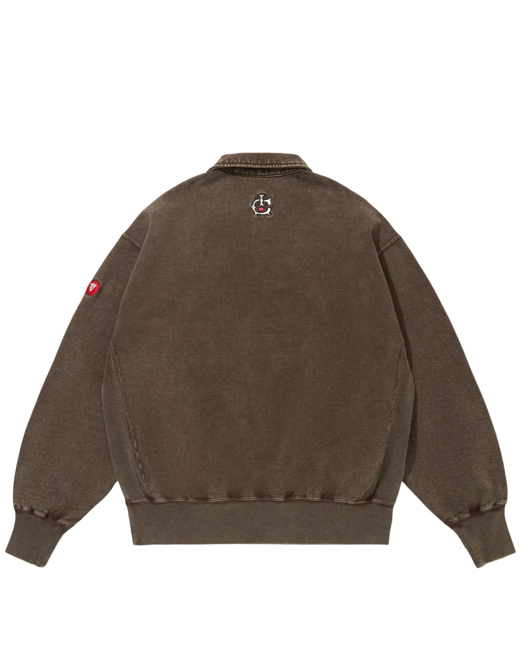 Emboridered Logo Damaged Half Zip Sweatshirt - Image 2