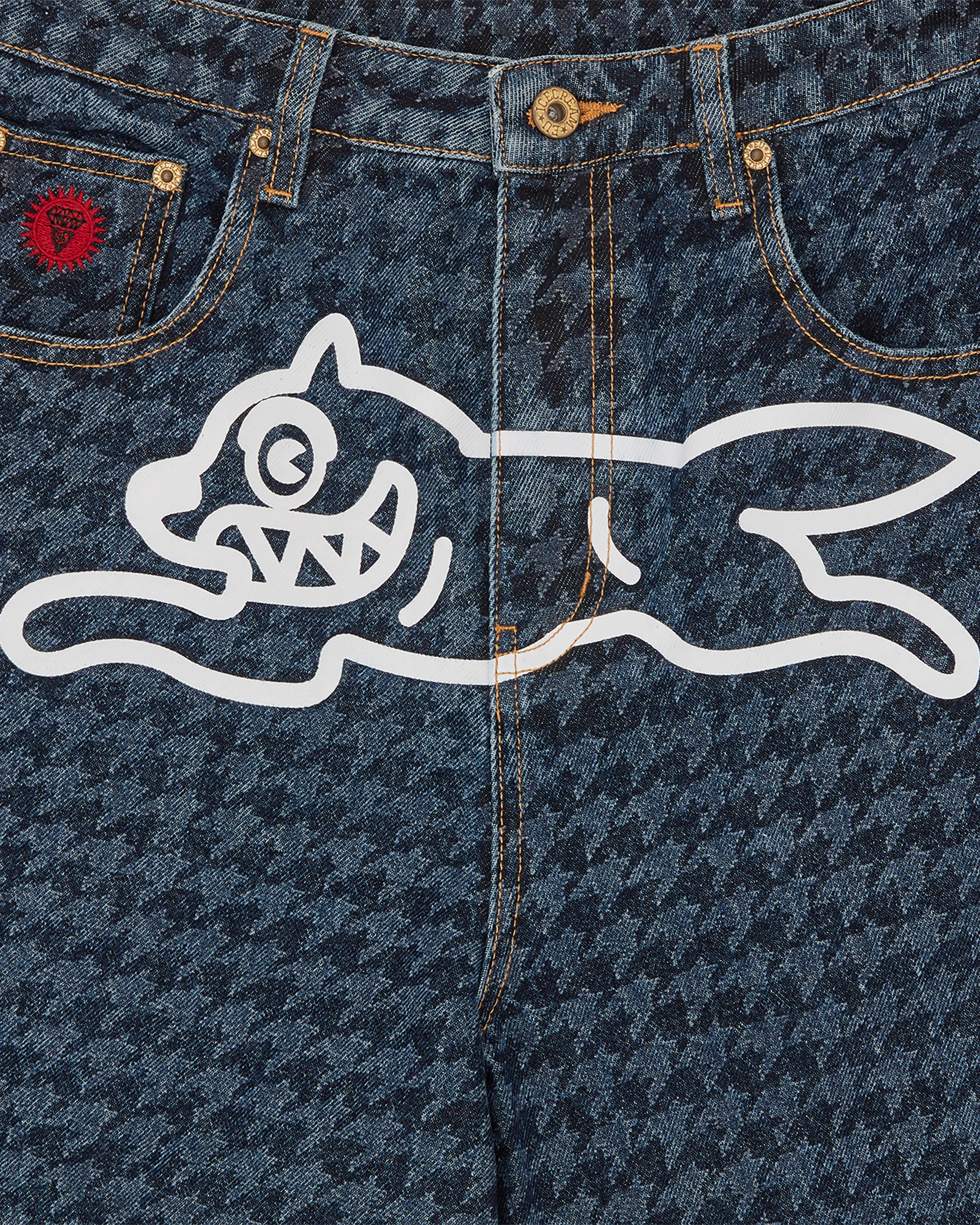 Womens Houndstooth Running Dog Jorts - Image 3